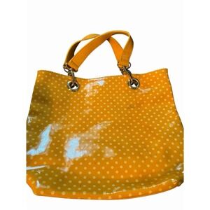 MAURIZIO TAIUTI  Italian Yellow Polka Dot Patent Leather Small Handbag Tote